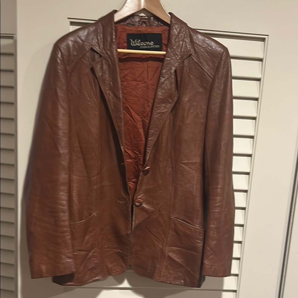 Willow Brown Leather Pea Coat